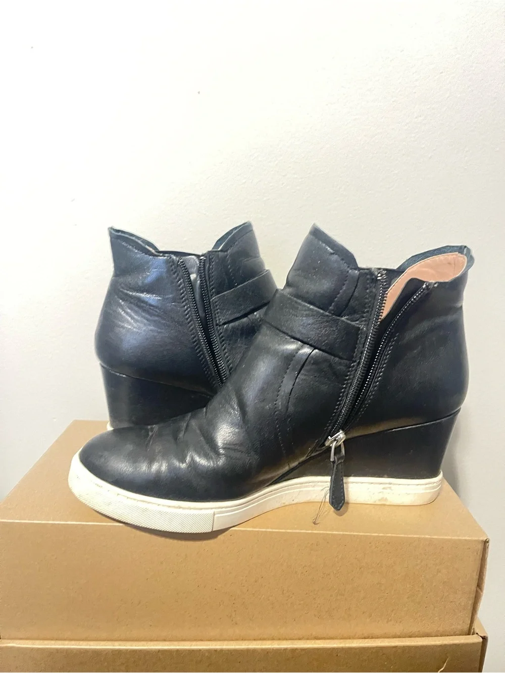 Paolo Black Leather High-Top Boots with White Sole